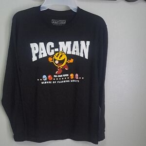 Pac-Man Black Double Printed Graphic Long Sleeve Cotton Shirt Size 14 Kids
